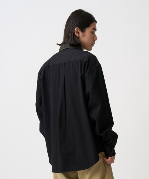 DANTON(ダントン)の「Men's Denim Corduroy Collar Shirt(シャツ/ブラウス・メンズ・ブラック/ダークインディゴブルー・40/38/42/44)」の5枚目の写真