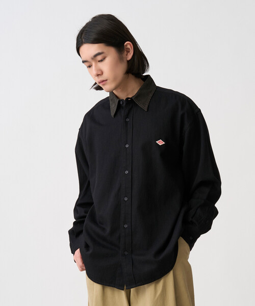 DANTON(ダントン)の「Men's Denim Corduroy Collar Shirt(シャツ/ブラウス・メンズ・ブラック/ダークインディゴブルー・40/38/42/44)」の2枚目の写真