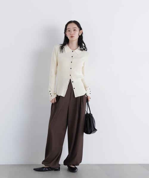 N.(N. Natural Beauty Basic)(エヌエヌナチュラルビューティーベーシック)の「バルーンパンツ(その他パンツ・レディース・ブラウン/オフホワイト・MEDIUM/SMALL)」の16枚目の写真