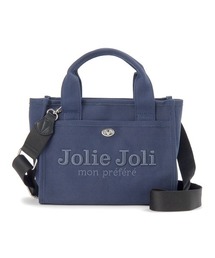 【Jolie Joli/ジョリージョリ】ロゴ刺繍 コットンキャンバス 2WAYミニハンドバッグ
