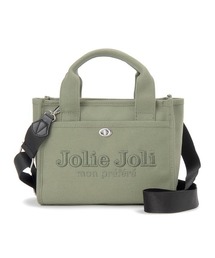 【Jolie Joli/ジョリージョリ】ロゴ刺繍 コットンキャンバス 2WAYミニハンドバッグ