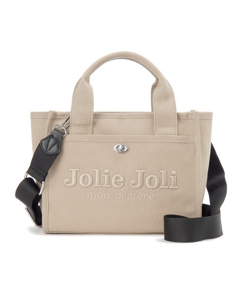 Jolie Joli(ジョリージョリ)の「【Jolie Joli/ジョリージョリ】ロゴ刺繍 コットンキャンバス 2WAYミニハンドバッグ(ハンドバッグ・レディース・ライトブルー/ブラック/パープル/ネイビー/グレー/カーキ/ピンク/ブルー/アイボリー/グレイッシュベージュ・FREE)」の4枚目の写真