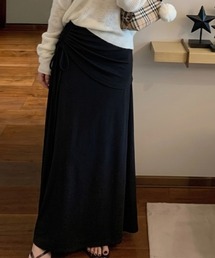 ウエストドローストリング レイヤード風 Aラインスカート