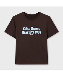グラフィックレタリングTシャツ ブラウン