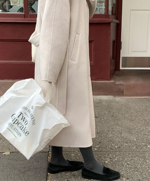 YUGA(ユーガ)の「YUGA_YGMC Korean-style Wool-look single-lapel coat(チェスターコート・レディース・ライトグレー/オフホワイト・FREE)」の11枚目の写真