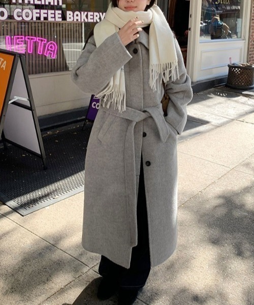 YUGA(ユーガ)の「YUGA_YGMC Korean-style Wool-look single-lapel coat(チェスターコート・レディース・ライトグレー/オフホワイト・FREE)」の22枚目の写真