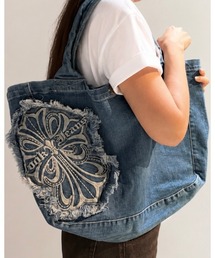 COOK JEANS（クックジーンズ）の「クロスデニム ダガー フリンジ 大容量 リメイク トートバッグ（トートバッグ）」