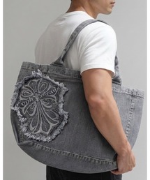 COOK JEANS（クックジーンズ）の「クロスデニム ダガー フリンジ 大容量 リメイク トートバッグ（トートバッグ）」
