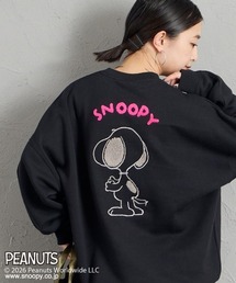 【WEB先行予約】[PEANUTS×JEANS FACTORY/ピーナッツ×ジーンズ ファクトリー] 別注 スヌーピー / サガラ刺繍クルーネックスウェット(FUDGE 10月号掲載)