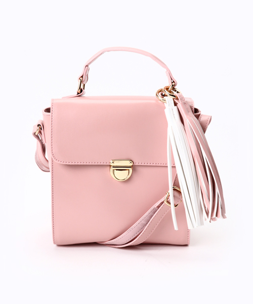 WEGO（ウィゴー）の「WEGO/Wタッセルチャーム付きショルダーバッグ（ショルダーバッグ・レディース・キャメル/ピンク/ブラック・FREE）」の11枚目の写真