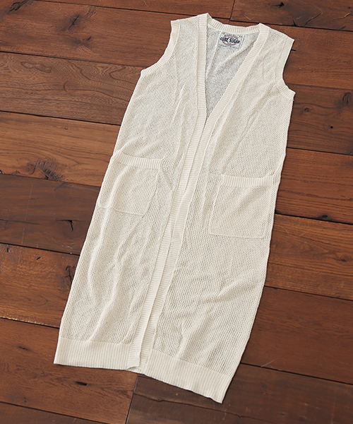 CUBE SUGAR（キューブシュガー）の「綿ニットロングジレ（ベスト・レディース・カーキ/ナチュラル/チャコールグレー/ネイビー・M）」の17枚目の写真
