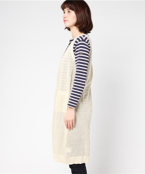 CUBE SUGAR（キューブシュガー）の「綿ニットロングジレ（ベスト・レディース・カーキ/ナチュラル/チャコールグレー/ネイビー・M）」の6枚目の写真