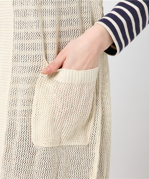 CUBE SUGAR（キューブシュガー）の「綿ニットロングジレ（ベスト・レディース・カーキ/ナチュラル/チャコールグレー/ネイビー・M）」の10枚目の写真