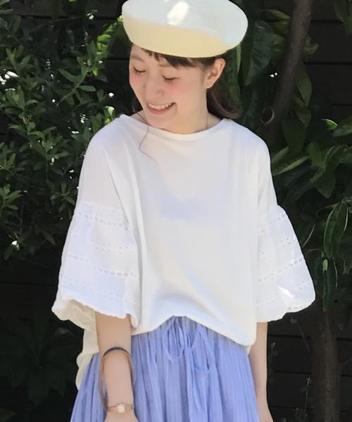 coen(コーエン)の「レースバルーンスリーブTシャツ(Tシャツ/カットソー・レディース・ホワイト/マスタード・FREE)」の2枚目の写真