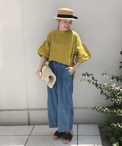 coen(コーエン)の「レースバルーンスリーブTシャツ(Tシャツ/カットソー・レディース・ホワイト/マスタード・FREE)」の11枚目の写真