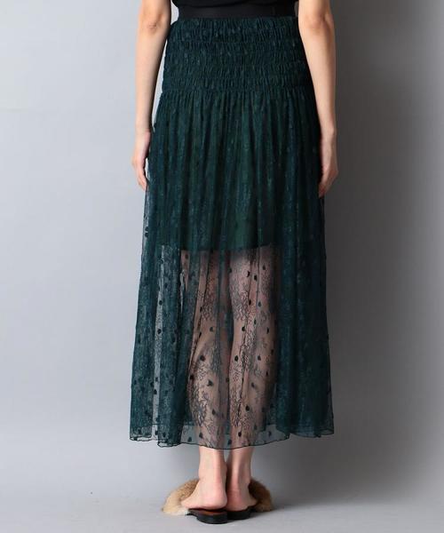 NINE（ナイン）の「ドットフラワーレーススカート（スカート・レディース・グリーン/パープル/ブラック・1/0）」の7枚目の写真