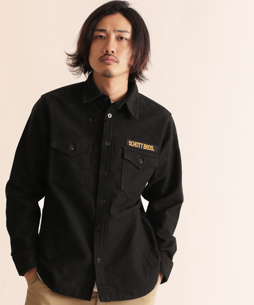 schott(ショット)の「Schott/ショット/MOLESKIN CPO SHIRT/モールスキン CPOシャツ(シャツ/ブラウス・メンズ・ブラック/カーキ・SMALL/MEDIUM/LARGE/X-LARGE)」の8枚目の写真