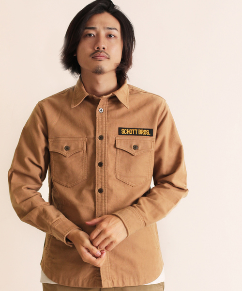 schott(ショット)の「Schott/ショット/MOLESKIN CPO SHIRT/モールスキン CPOシャツ(シャツ/ブラウス・メンズ・ブラック/カーキ・SMALL/MEDIUM/LARGE/X-LARGE)」の10枚目の写真