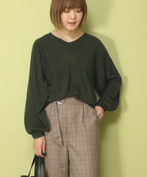 notch. | ボリューム袖Vネックリブニット(ニット/セーター)