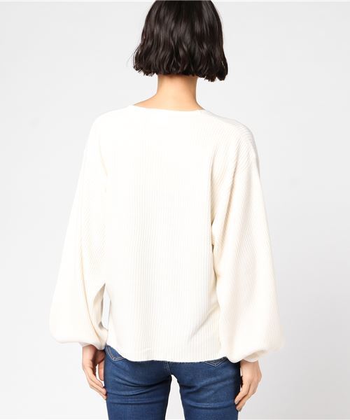 notch.（ノッチ）の「ボリューム袖Vネックリブニット（ニット/セーター・レディース・ホワイト/ライトグレー/ブラック/グレー/ピンク/ボルドー/マスタード/カーキオリーブ・M）」の10枚目の写真