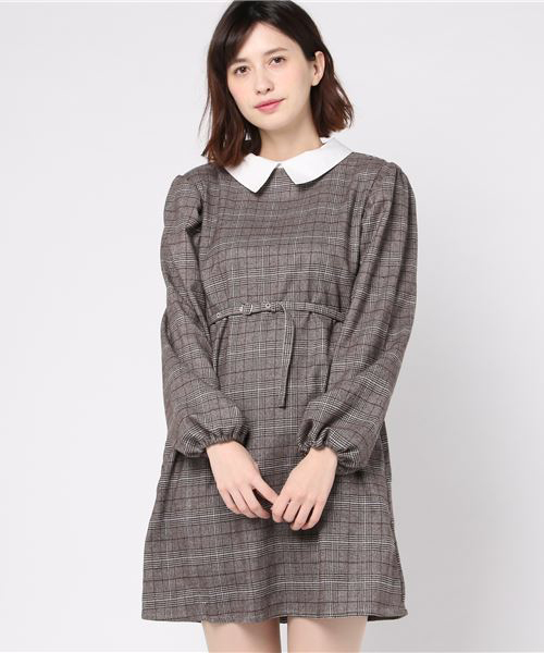 Heather（ヘザー）の「エリツキチェックワンピース　775938（ワンピース・レディース・ブラウン/グレー/ブラウン系その他・ONESIZE）」の3枚目の写真