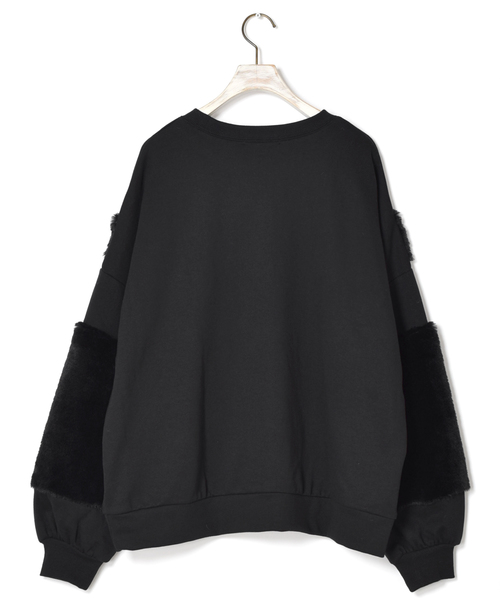 w closet(ダブルクローゼット)の「エコファー切替プルオーバー(Tシャツ/カットソー・レディース・ブラック/アイボリー/ピンク・FREE)」の7枚目の写真