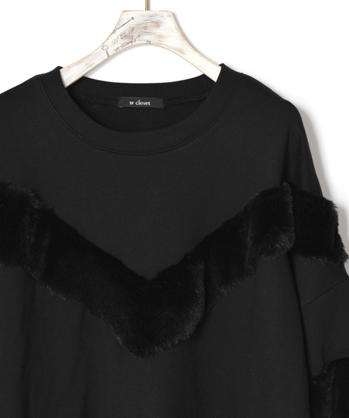 w closet(ダブルクローゼット)の「エコファー切替プルオーバー(Tシャツ/カットソー・レディース・ブラック/アイボリー/ピンク・FREE)」の13枚目の写真