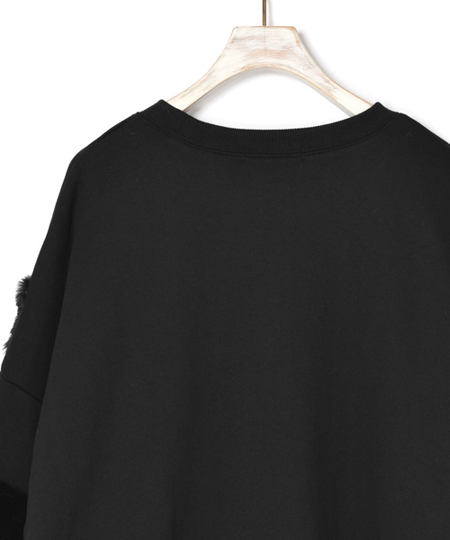 w closet(ダブルクローゼット)の「エコファー切替プルオーバー(Tシャツ/カットソー・レディース・ブラック/アイボリー/ピンク・FREE)」の11枚目の写真