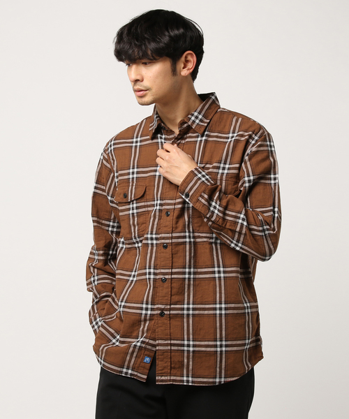 KATO`（カトー）の「KATO'/カトー　Wガーゼチェックシャツ（シャツ/ブラウス・メンズ・ブラウン/カーキ・MEDIUM/SMALL/X-LARGE/LARGE）」の2枚目の写真