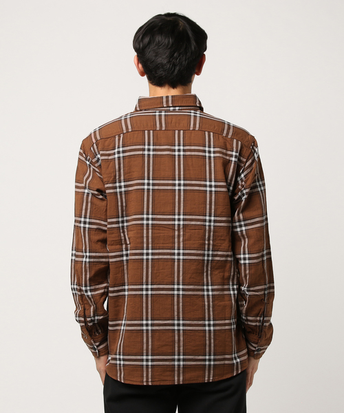 KATO`（カトー）の「KATO'/カトー　Wガーゼチェックシャツ（シャツ/ブラウス・メンズ・ブラウン/カーキ・MEDIUM/SMALL/X-LARGE/LARGE）」の3枚目の写真