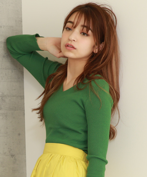 N.（N. Natural Beauty Basic）（エヌエヌナチュラルビューティーベーシック）の「デザインネックリブニット（ニット/セーター・レディース・ホワイト/ネイビー/ピンク/ブルー/グリーン・MEDIUM）」の3枚目の写真