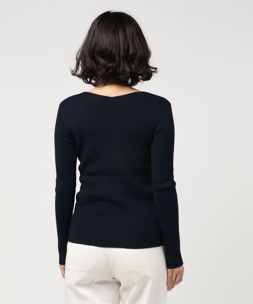 N.（N. Natural Beauty Basic）（エヌエヌナチュラルビューティーベーシック）の「デザインネックリブニット（ニット/セーター・レディース・ホワイト/ネイビー/ピンク/ブルー/グリーン・MEDIUM）」の7枚目の写真