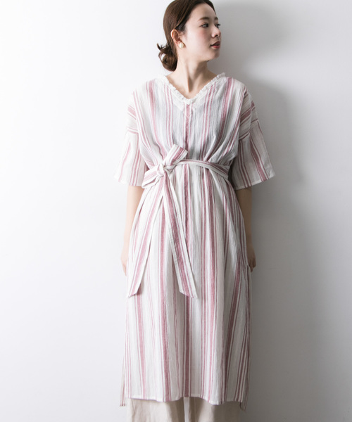 URBAN RESEARCH（アーバンリサーチ）の「先染ドビーストライプワンピース（ワンピース・レディース・ホワイト系その他/レッド系その他/ブルー系その他・FREE）」の18枚目の写真