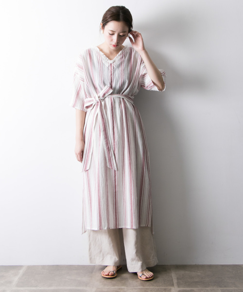 URBAN RESEARCH（アーバンリサーチ）の「先染ドビーストライプワンピース（ワンピース・レディース・ホワイト系その他/レッド系その他/ブルー系その他・FREE）」の21枚目の写真