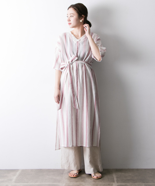 URBAN RESEARCH（アーバンリサーチ）の「先染ドビーストライプワンピース（ワンピース・レディース・ホワイト系その他/レッド系その他/ブルー系その他・FREE）」の15枚目の写真