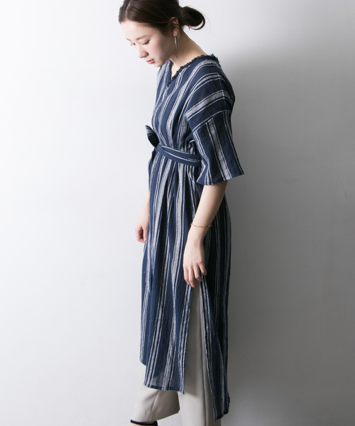 URBAN RESEARCH（アーバンリサーチ）の「先染ドビーストライプワンピース（ワンピース・レディース・ホワイト系その他/レッド系その他/ブルー系その他・FREE）」の7枚目の写真