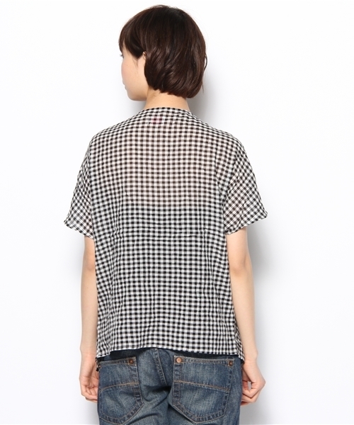 coen（コーエン）の「カラミギンガムネジリブラウス（シャツ/ブラウス・レディース・ブラック/ケリー/コバルトブルー・フリー）」の6枚目の写真