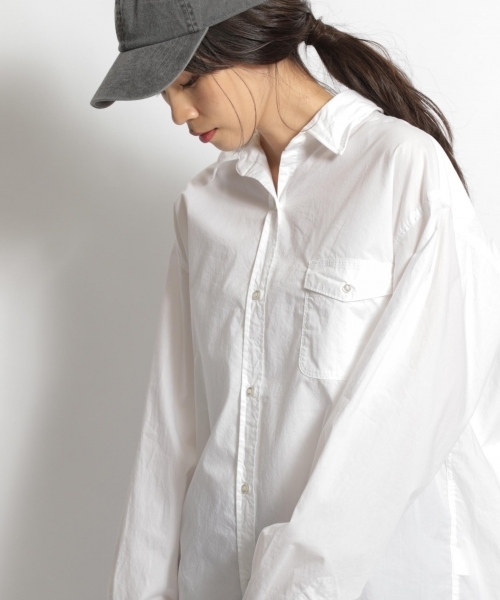 niko and...(ニコアンド)の「マーセビッグシャツ/シルクプロテイン(シャツ/ブラウス・レディース・ホワイト/ブラック/オリーブ・MEDIUM/LARGE)」の1枚目の写真