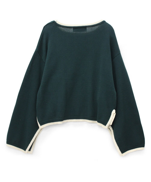 RNA（アールエヌエー）の「K2342 スリットスリーブニット（ニット/セーター・レディース・ネイビー/グリーン/キナリ・MEDIUM）」の4枚目の写真