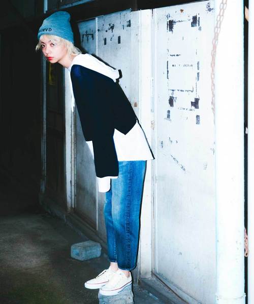 RNA（アールエヌエー）の「K2342 スリットスリーブニット（ニット/セーター・レディース・ネイビー/グリーン/キナリ・MEDIUM）」の7枚目の写真