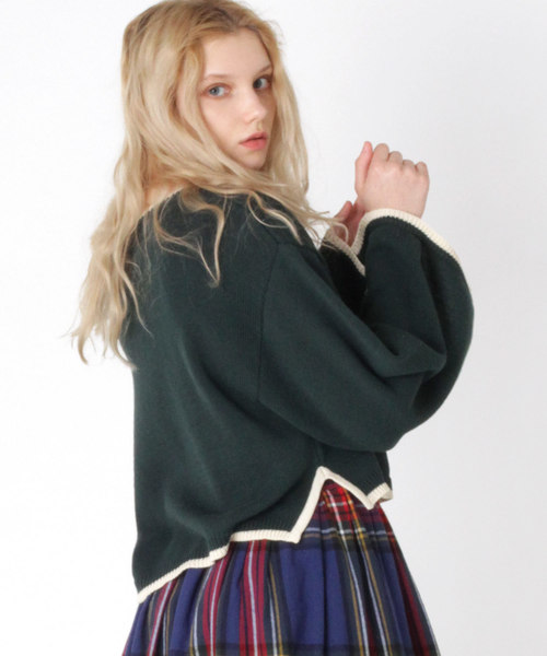 RNA（アールエヌエー）の「K2342 スリットスリーブニット（ニット/セーター・レディース・ネイビー/グリーン/キナリ・MEDIUM）」の10枚目の写真