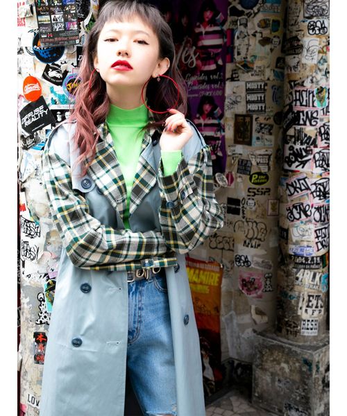 jouetie(ジュエティ)の「チェックトレンチ(トレンチコート・レディース・ライトブルー/ベージュ/カーキ・MEDIUM)」の18枚目の写真