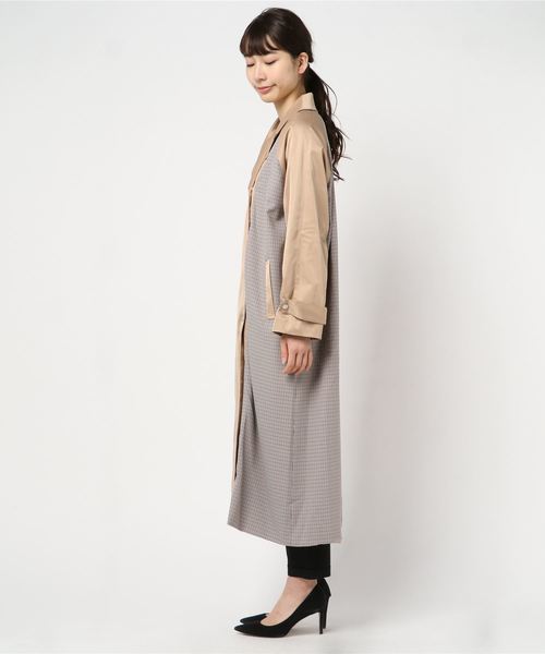 archives（アルシーヴ）の「チェックドッキングコート（トレンチコート・レディース・ブラック/ベージュ/オレンジ・MEDIUM）」の4枚目の写真