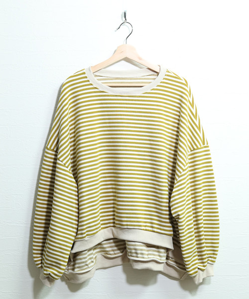 c.u.l（シーユーエル）の「【c.u.l】【2019AW】オーバーサイズ ボーダー スウェット chw711（スウェット・レディース・ブラック/レッド/マスタード・FREE）」の10枚目の写真