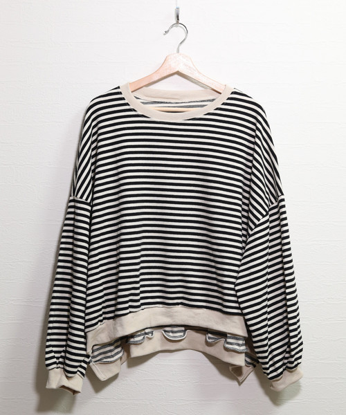 c.u.l（シーユーエル）の「【c.u.l】【2019AW】オーバーサイズ ボーダー スウェット chw711（スウェット・レディース・ブラック/レッド/マスタード・FREE）」の20枚目の写真