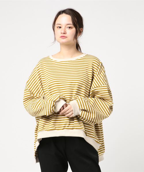 c.u.l（シーユーエル）の「【c.u.l】【2019AW】オーバーサイズ ボーダー スウェット chw711（スウェット・レディース・ブラック/レッド/マスタード・FREE）」の16枚目の写真