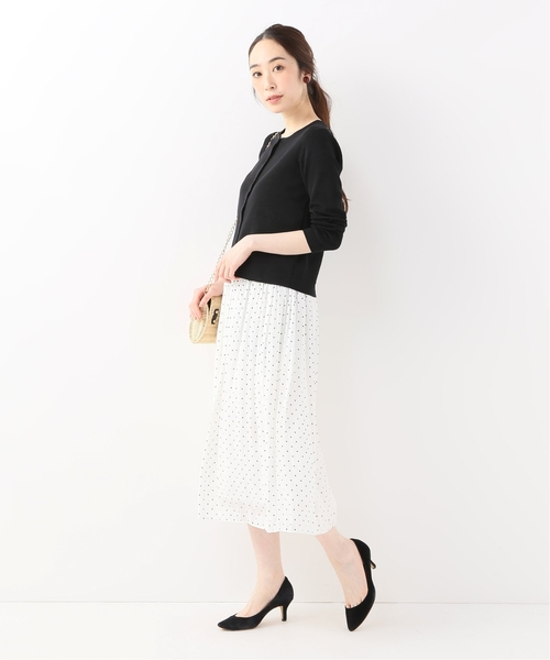 La TOTALITE(ラトータリテ)の「ショルダーレースクルーネックカーディガン◆(カーディガン/ボレロ・レディース・ブラック/オリーブ・FREE)」の7枚目の写真
