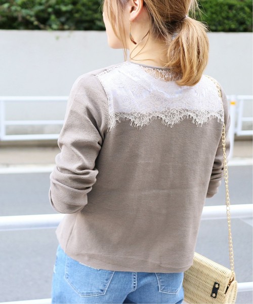 La TOTALITE(ラトータリテ)の「ショルダーレースクルーネックカーディガン◆(カーディガン/ボレロ・レディース・ブラック/オリーブ・FREE)」の13枚目の写真