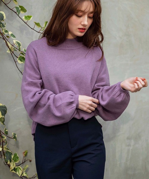 GeeRA(ジーラ)の「袖バルーンハイネックニット(ニット/セーター・レディース・ラベンダー/アイボリー/ブラック・LARGE/X-LARGE/MEDIUM)」の3枚目の写真