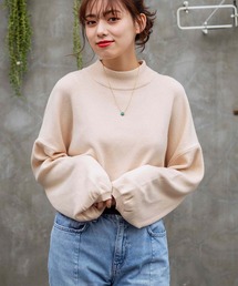 袖バルーンハイネックニット